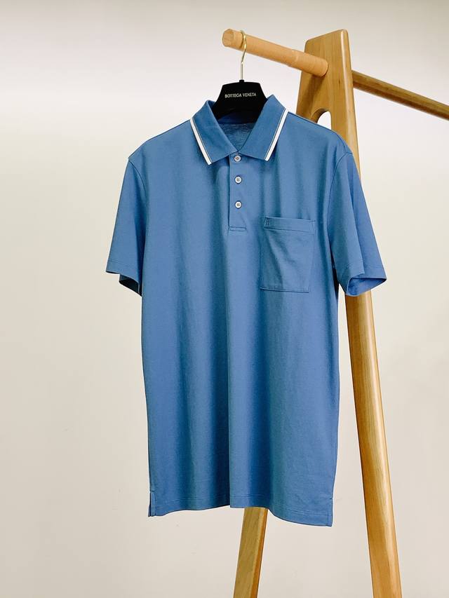 Herm S 2025 Ss Spring/Summer New Arrival: Pearl-Embellished Collar Short T-Shirt