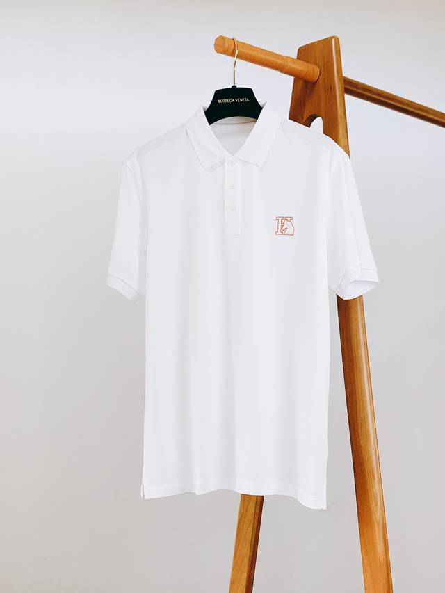 Herm S 2025 Ss Spring/Summer New Arrival: Pearl-Embellished Collar Short T-Shirt