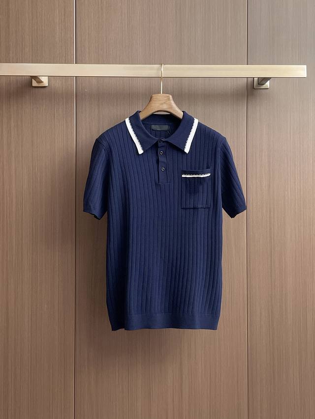 Herm S 2025 Spring/Summer New Arrival Knitted Short-Sleeve Shirt, Imported Knitt