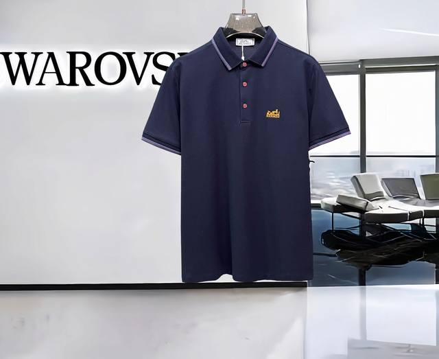 Herm S 2025 Summer Men's New Collar Short-Sleeve Polo Shirt, Custom Fabric With