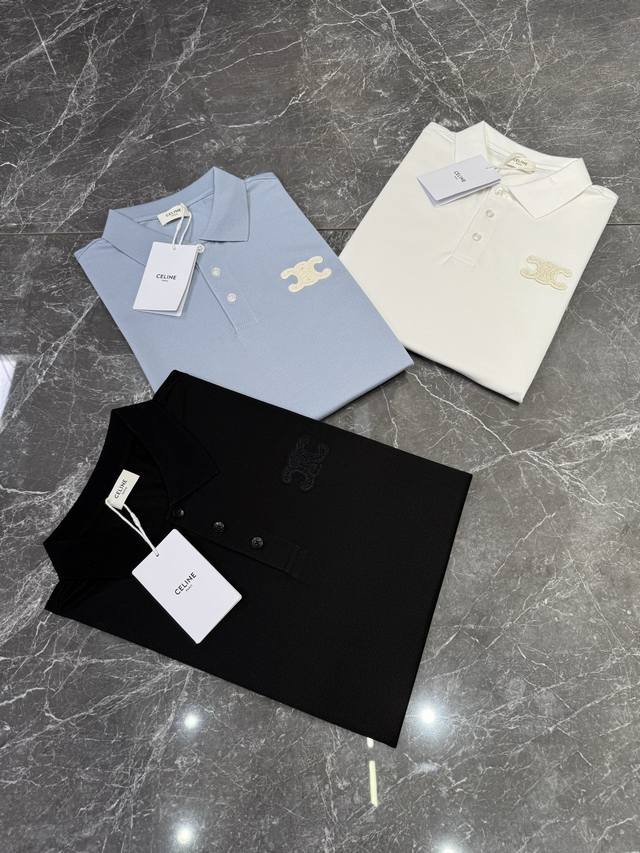 Celine 25Ss Summer Men's Casual Polo Shirt! Crafted With The Latest Vibrant Colo