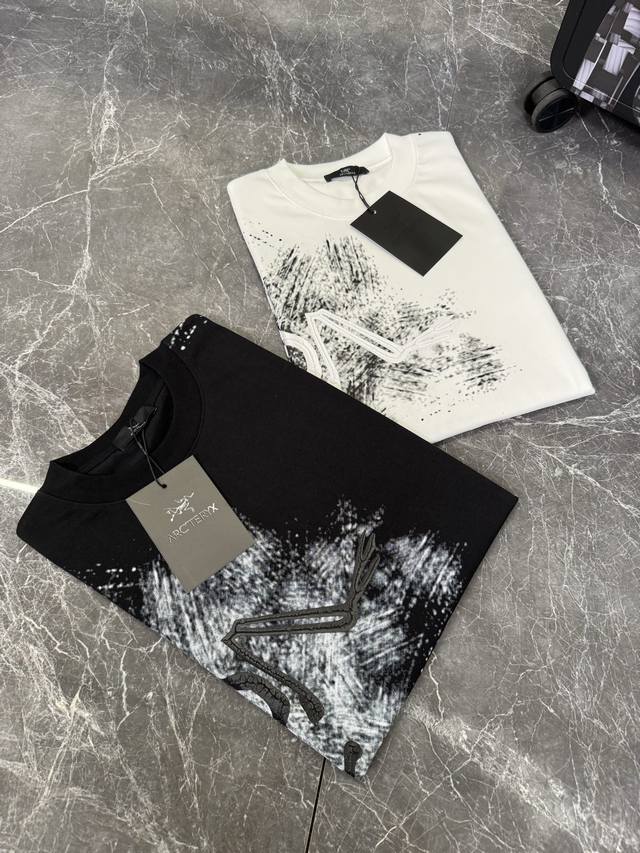 Arcteryx Bird House 25Ss New Smoke Letter Print Embroidered T-Shirt! Fashionable