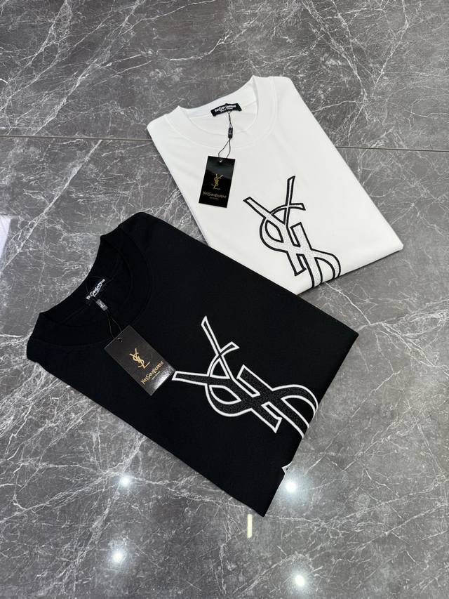Ysl Classic Letter-Print Streetwear T-Shirt! 10,000-Stitch Embroidery Craftsmans
