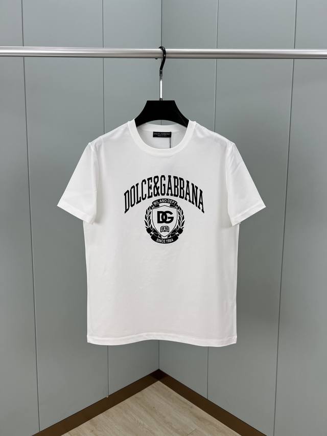 Dolce&Gabbana Spring/Summer Velvet-Embellished Letter Logo Short-Sleeve T-Shirt,