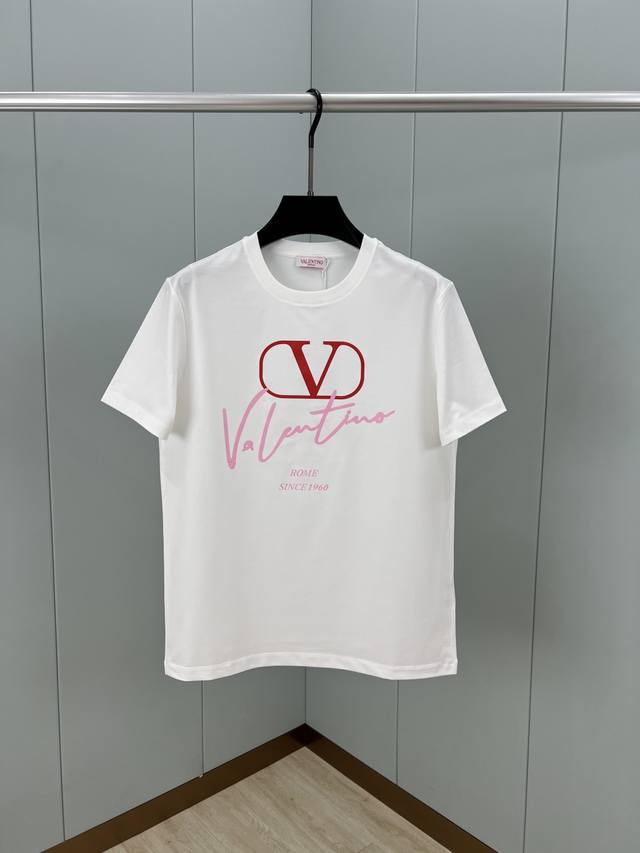 Valentino Spring/Summer New Arrival V Logo Handwritten Print Short-Sleeve T-Shir