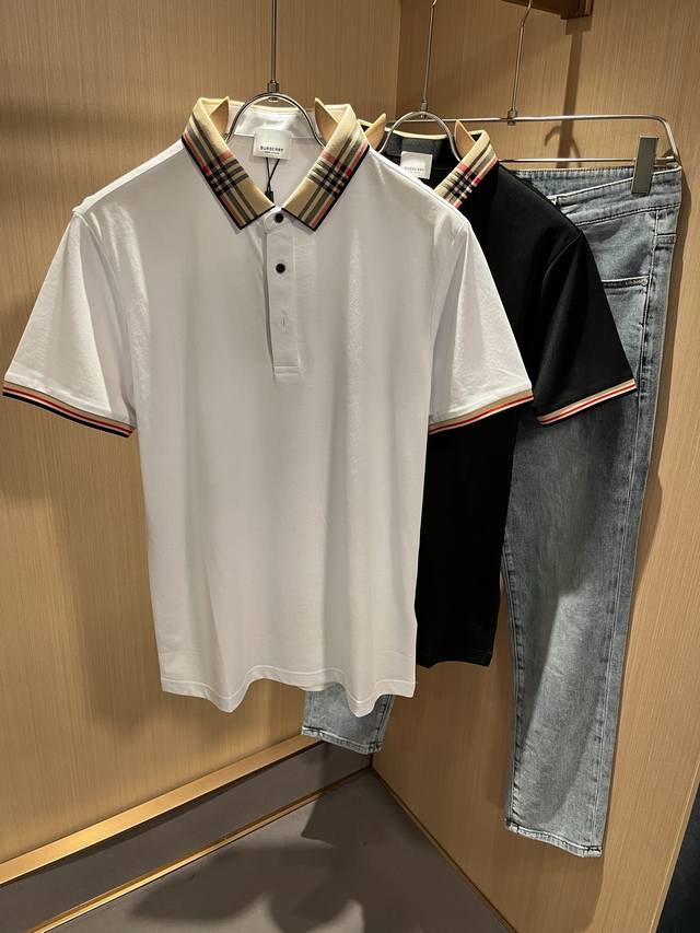 Bur*Erry Bar*Li 2025 Spring/Summer New Men's Short-Sleeve Polo Shirt, Featuring