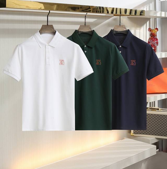 2025Ss Summer New Arrival H-Brand Men's Collared T-Shirt With Chest Pattern. Mad