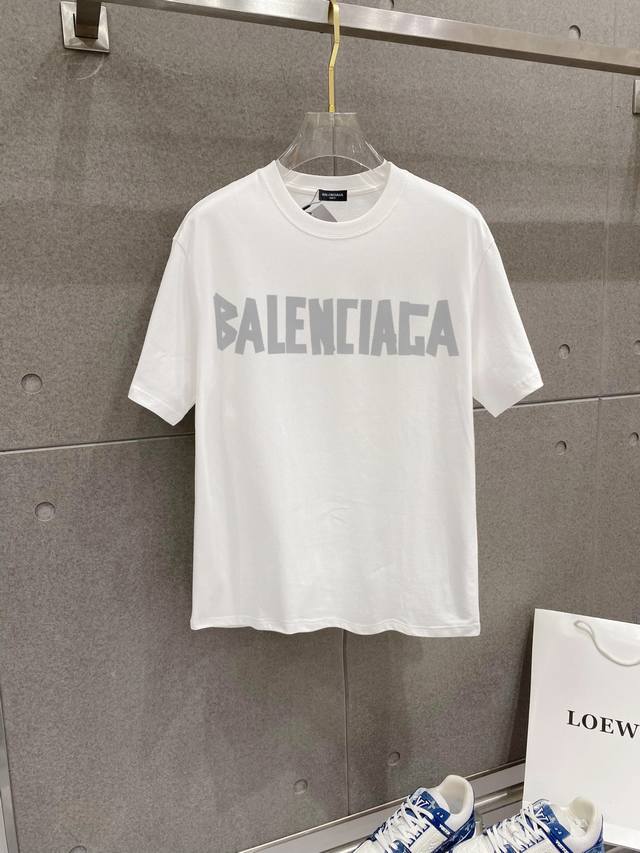 Balenciaga 2025 New Letter Print Double-Layer Heavy-Duty Short-Sleeve T-Shirt Th