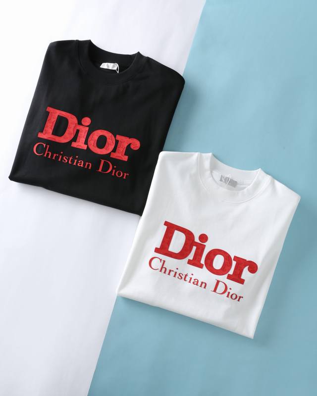 Di Di* 25Ss New Plain Knit Cotton Round Neck Short Tee, Unisex Fashion Red Lette