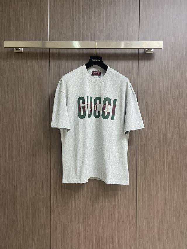 Gucci 2025 Ss Chest Logo Letter Print Short-Sleeve T-Shirt, Made From Combed Cot
