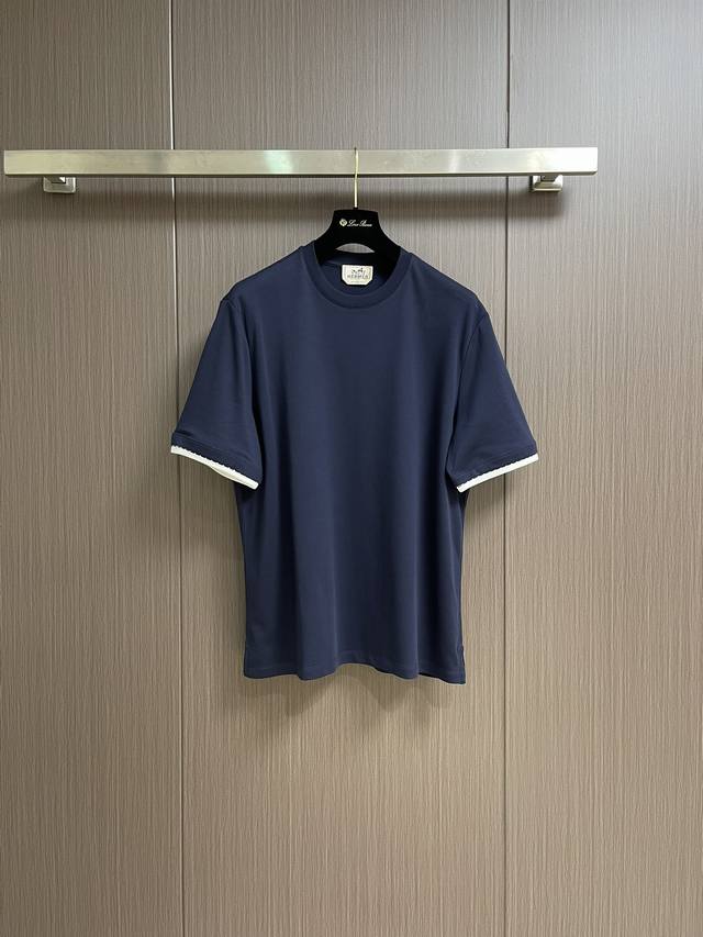 Hermes Herm S 2025 Ss Spring/Summer New Arrival Stretch Round Neck T-Shirt, Men'