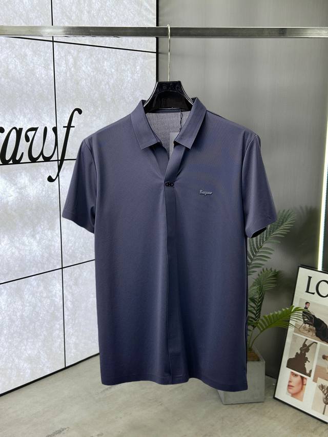 Ferragamo High-End Business Casual Short-Sleeve Shirt With Collar A Must-Have Fo