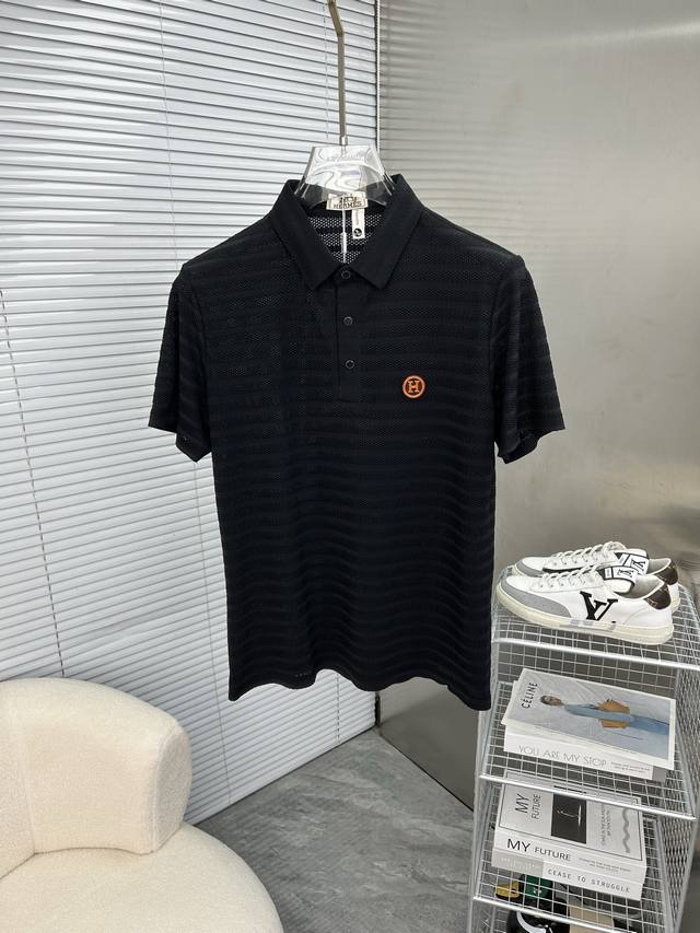 Herm S 2025 Spring/Summer New Men's Collared Polo Shirt Short-Sleeve Series Now