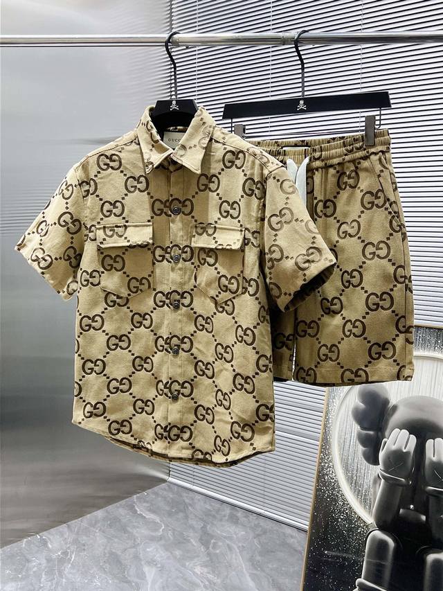 Gucci 2025Ss Spring/Summer New Arrival Casual Short-Sleeve Shorts Set, High-End