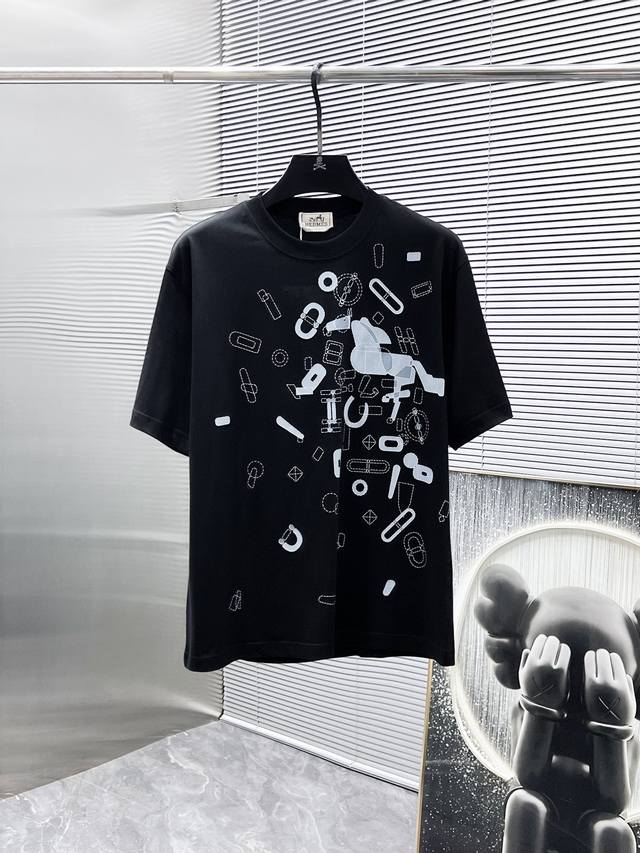 Herm S 2025 New Round Neck Short Sleeve T-Shirt, Premium Edition! Custom-Made Fa