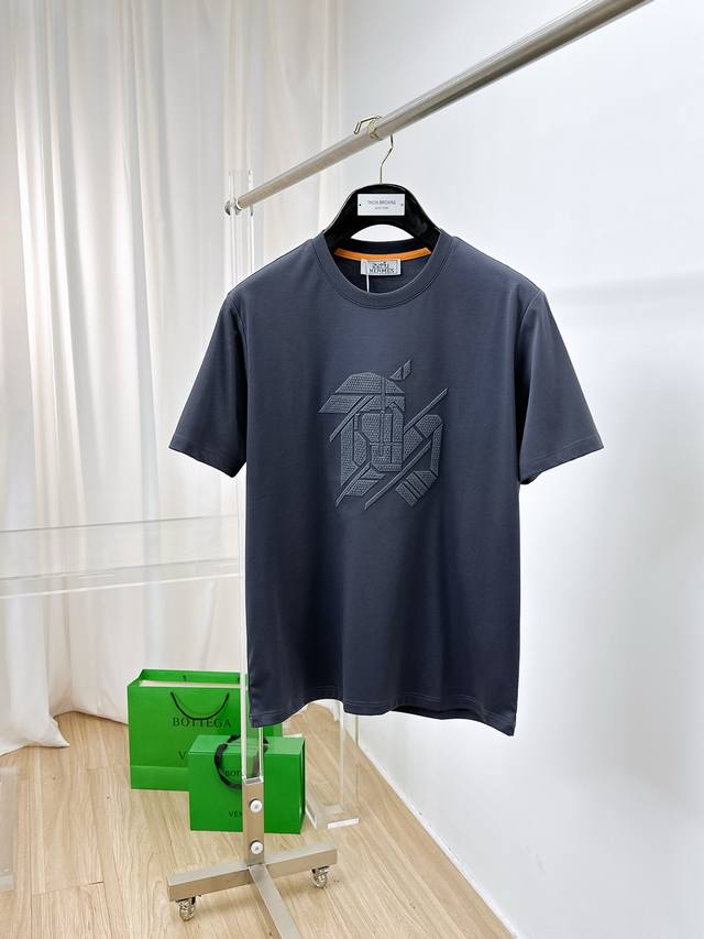 Herm S 2025 New Men's Casual Short-Sleeve T-Shirt! High-End Customization, High-