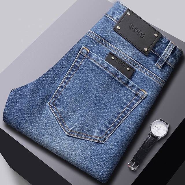 Classic Trend Denim Pants Boss New Denim Pants, Autumn/Winter Slim-Fit Classic F