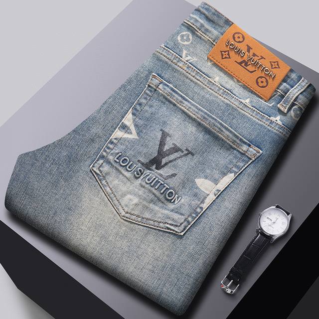Classic Trend Jeans Lv New Jeans, Autumn/Winter Slimming Classic Five-Pocket Sli