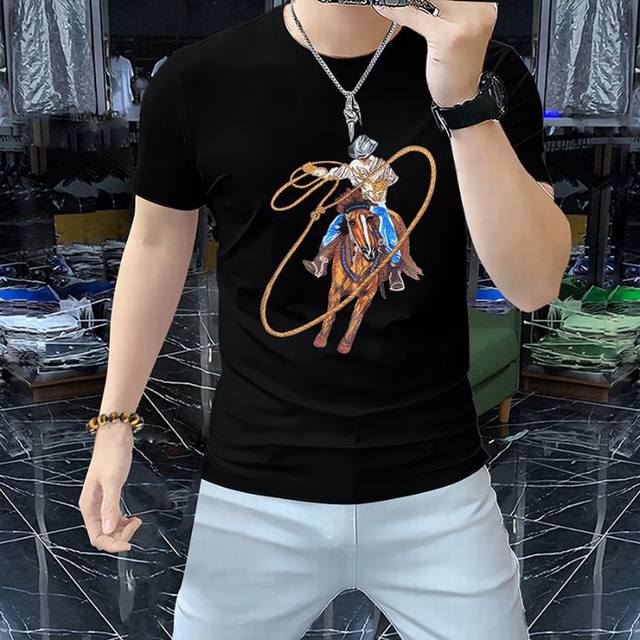 Herm S 2025 Latest Men's High-End Product, With A Letter Logo Print Pattern On T