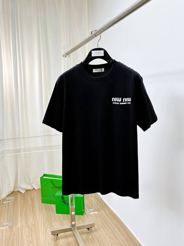Miu Miu With All Three Labels. 2025 Summer New Arrival Short-Sleeve T-Shirt, Ava
