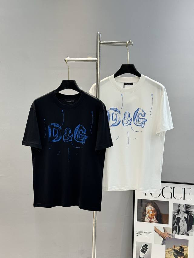 D&G*D&G 25S New Round-Neck T-Shirt. Unisex! New Product Recommendation. High-End