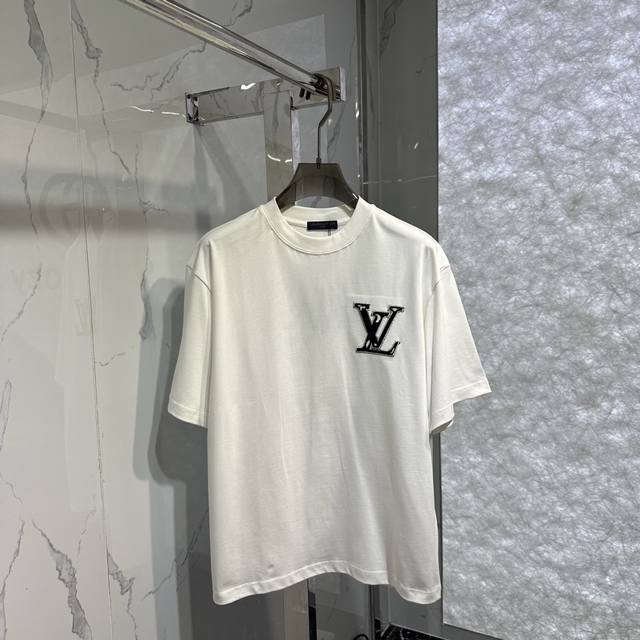 Lv Home New Front And Back Embroidered Short-Sleeve T-Shirt Color: Black, White