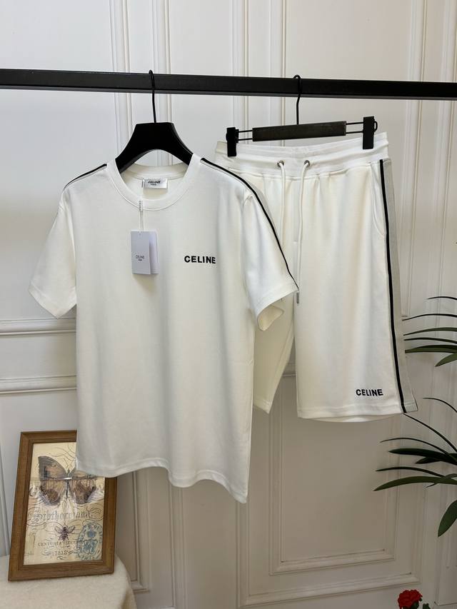 Full Set. Not Sold Separately. Celine 2025 Casual Men's Short-Sleeve Comfortable