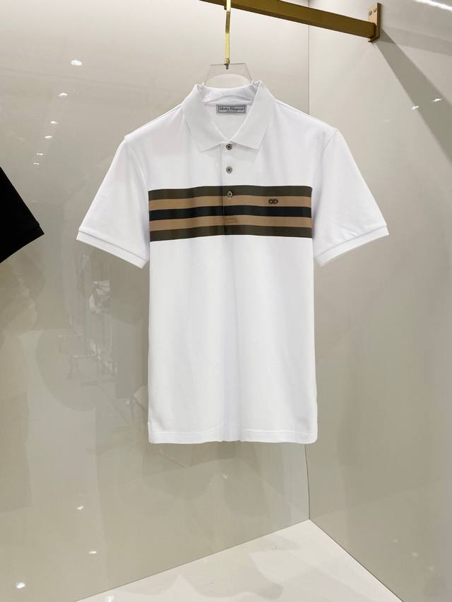 Ferragamo 2025Ss Summer New Arrival Logo Men's Collared Polo Shirt! Classic Busi