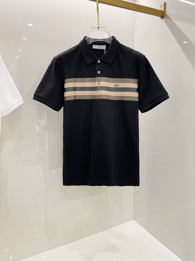 Ferragamo 2025Ss Summer New Arrival Logo Men's Collared Polo Shirt! Classic Busi