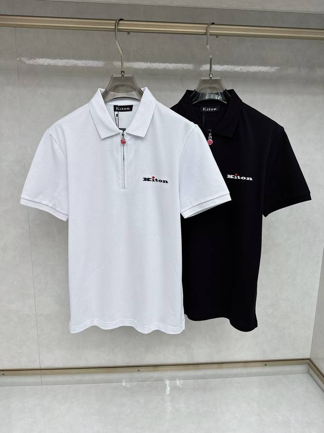 Kiton 2025Ss Summer New Arrival Logo Men's Collared Polo Shirt!Classic Business