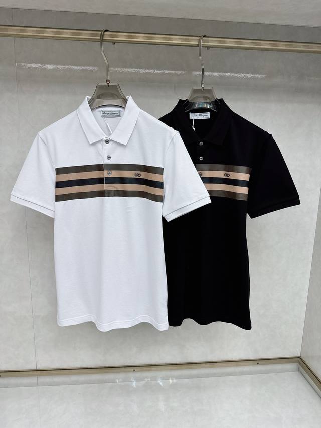 Ferragamo 2025Ss Summer New Arrival Logo Men's Collared Polo Shirt! Classic Busi