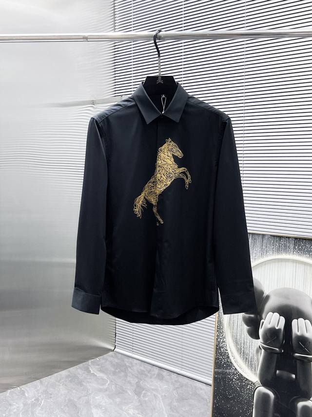 Herm S Ss New Long-Sleeve Shirt, High-End Version! Custom-Made Fabric From The B