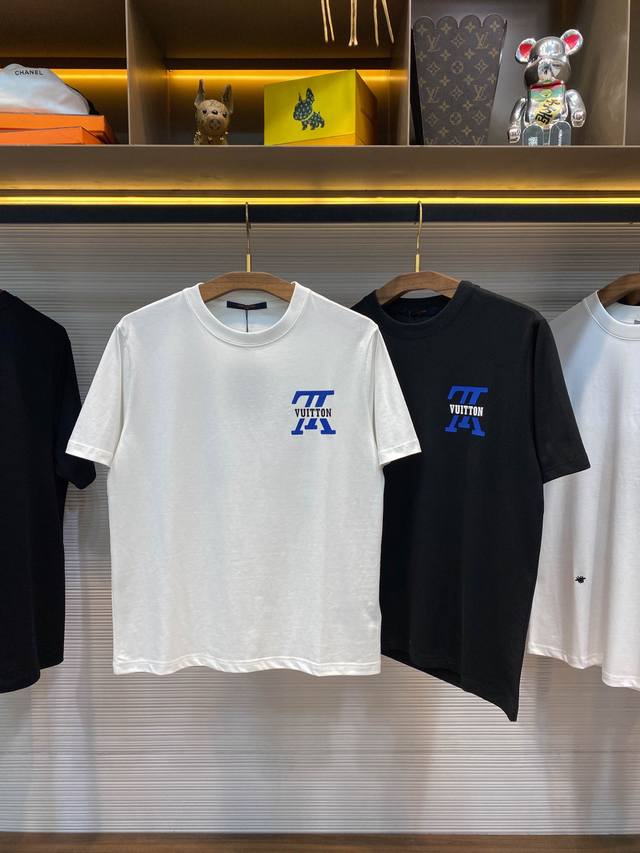 Lv25Ss Spring/Summer New Plain Knit Cotton Fabric Round Neck Short T-Shirt, Unis
