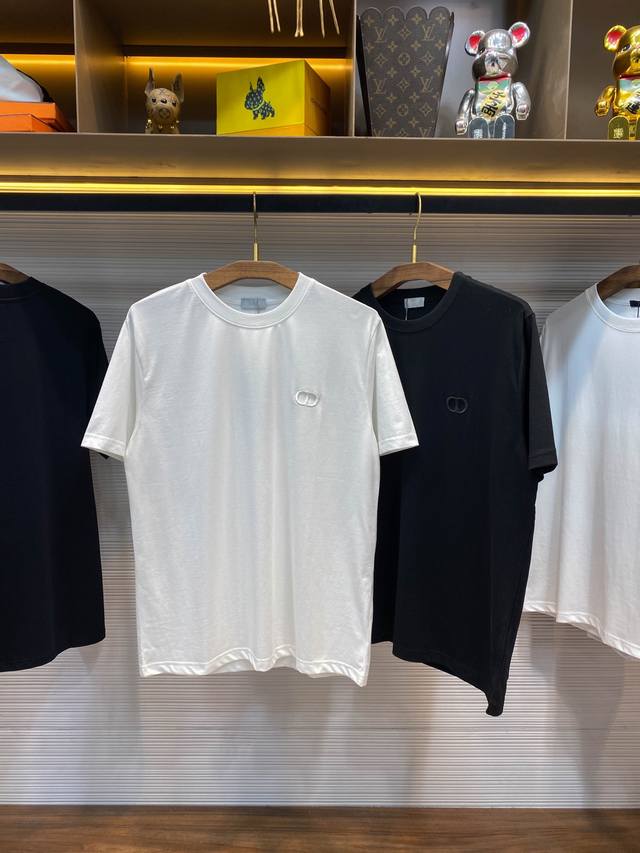 Cd25Ss Spring/Summer New Arrival Premium Long-Staple Cotton Fabric Round-Neck Sh