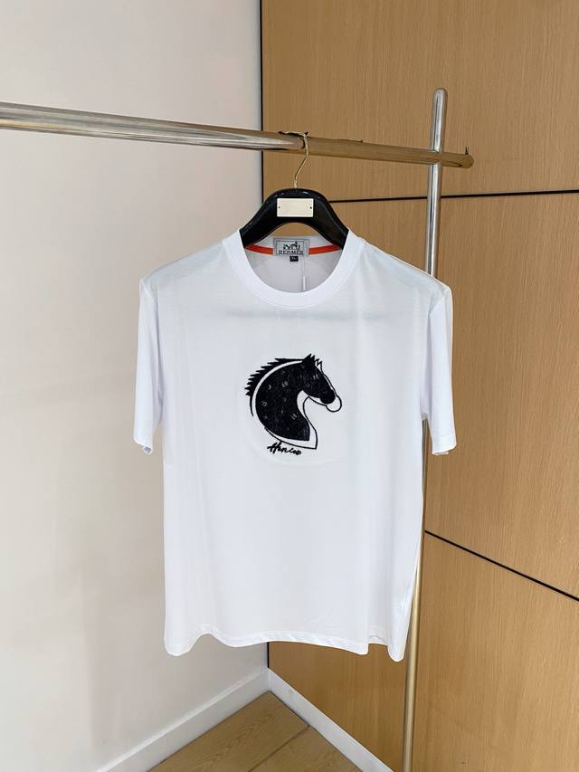 Herm S, 2025 Latest Short-Sleeve T-Shirt, Premium Printed Letter Logo On The Che