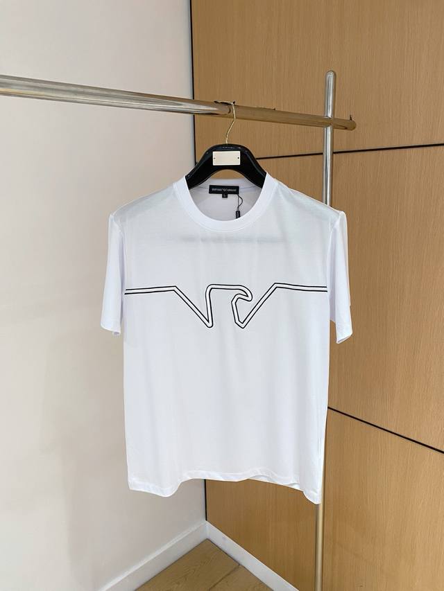 Armani, 2025 Latest Short-Sleeved T-Shirt, Top-Quality Printed Letter Pattern Lo