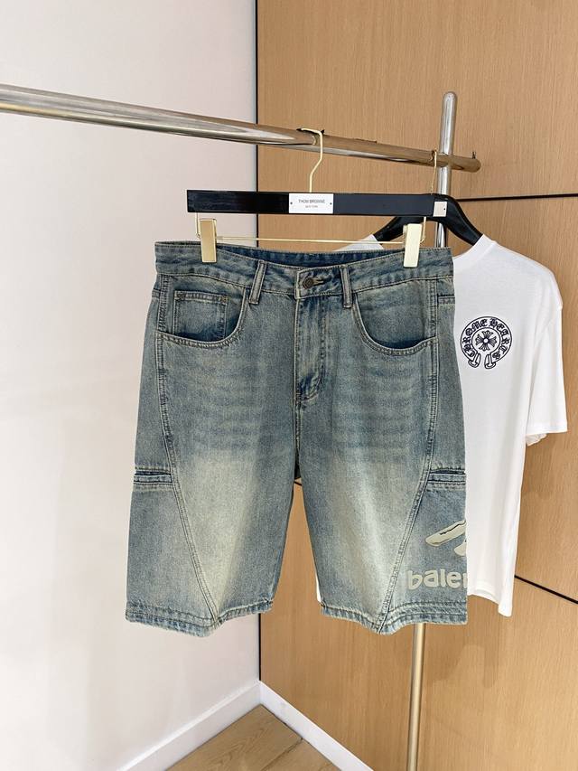 Balenciaga High-End Custom 2025Ss Spring/Summer New Original Denim Shorts Super