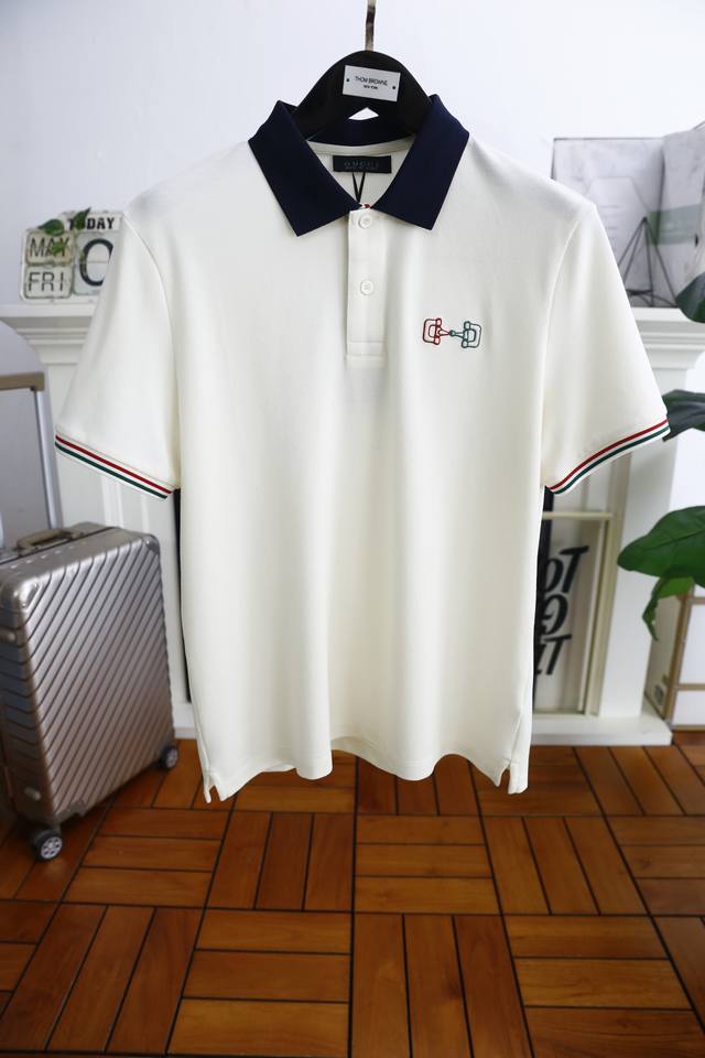 Ferragamo. 2025 Summer New Arrival Men's Collared Short-Sleeve Polo Shirt With B