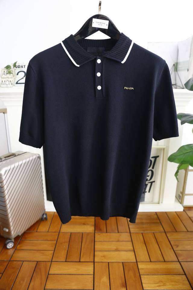 Prada * Pr*Da. 2025 Summer New Arrival Men's Short-Sleeve Fashionable Elegant Th