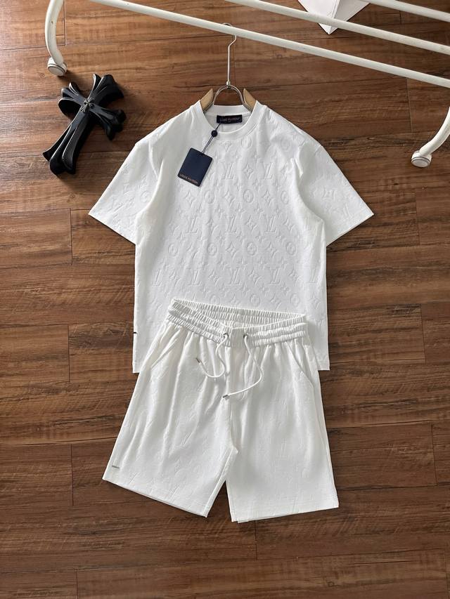 Set Lv 25 Ss Spring/Summer New Cotton Suit Perfect Jacquard Logo Top-Tier Hardwa