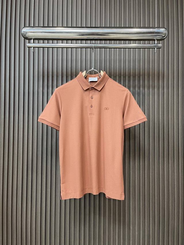 Ferragamo 2025Ss Summer New Arrival Letter Logo Men's Collared Polo Shirt! Class