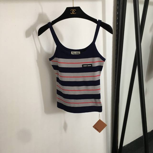 Style No. 20252555 Miumi* New Arrival Customized Color-Blocked Stripe Knit Strap