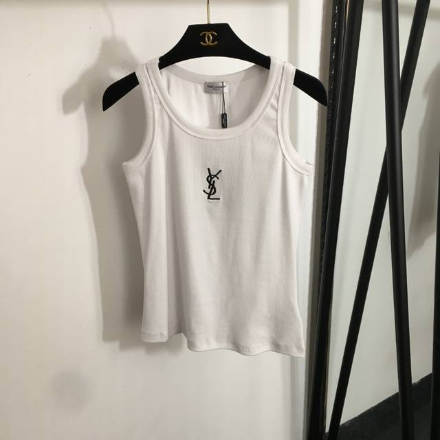 Style Number 20252489 Ysl* New Arrival: Front Logo Embroidered Fitted Ribbed Cot
