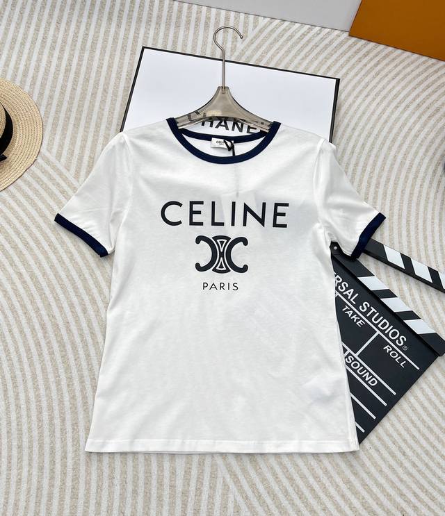 Celine Classic Arc De Triomphe Letter T-Shirt In A Street-Style Design! Hand-Pri