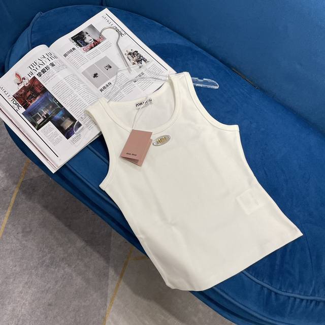 Mium*U24 Spring/Summer New Arrival! Knitted Cotton Tank Top, Versatile And Flatt