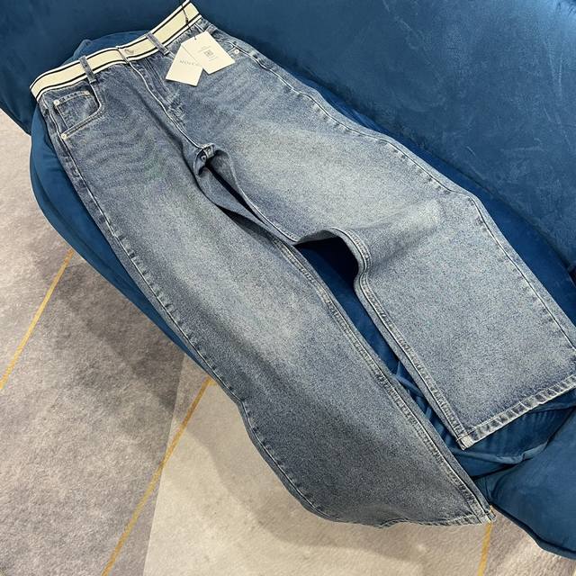 Moco Spring/Summer New Arrival Cotton Patchwork High-Waisted Straight-Leg Wide-L