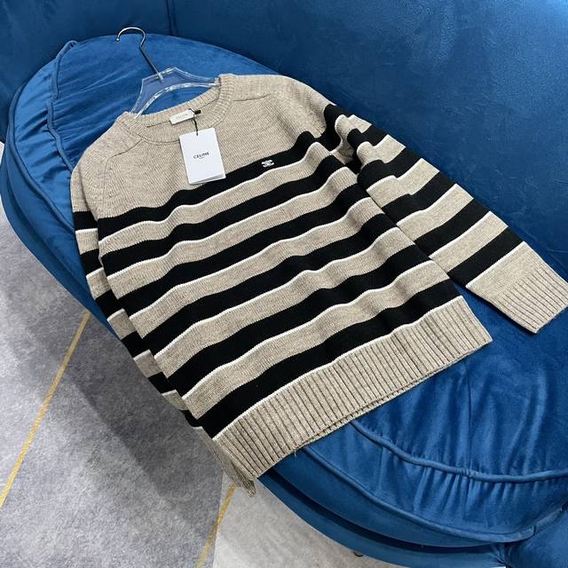 Celine* New Arrival Striped Knit Top Custom Yb Wool Material, Visible Quality, R