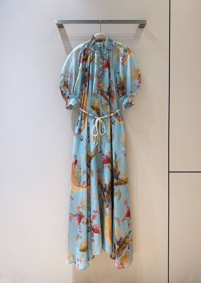 Zimmerma*N*N New Arrival Flowing Style Long Dress Water Green Palm Tree Floral P
