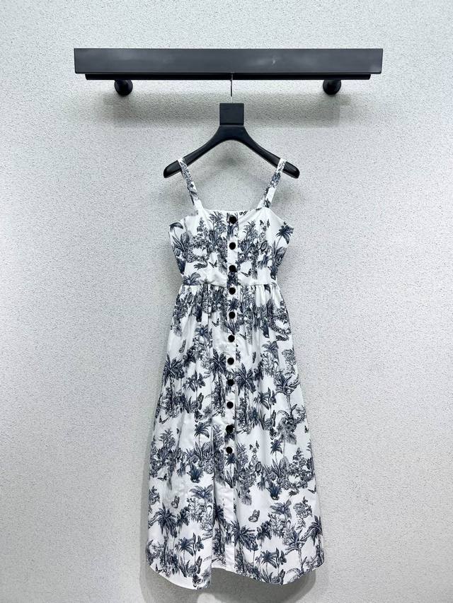 D Butterfly Print Spaghetti Strap Dress Customized Material With A Lustrous Fini