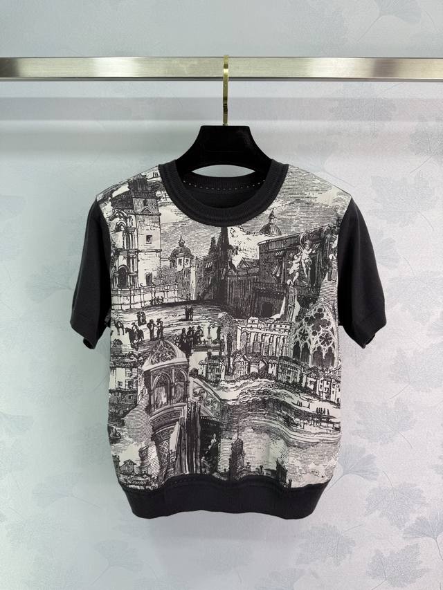 Erdos*2025 Spring/Summer New Collection! Sand Sea Mirage Knit Short-Sleeve Top!